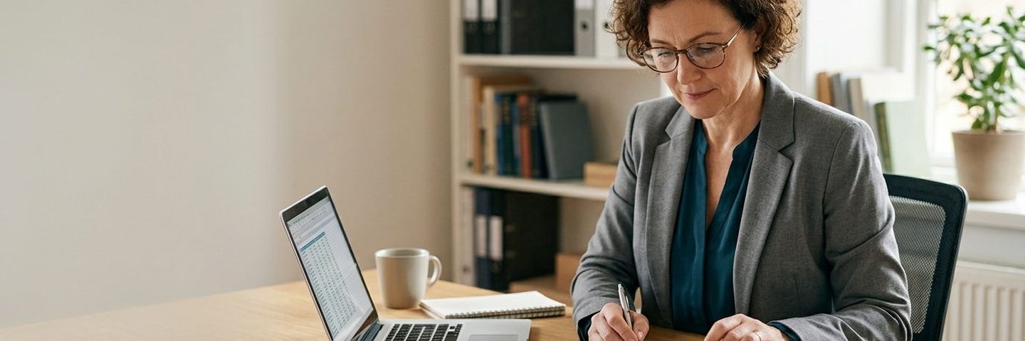 A desk set up for financial work